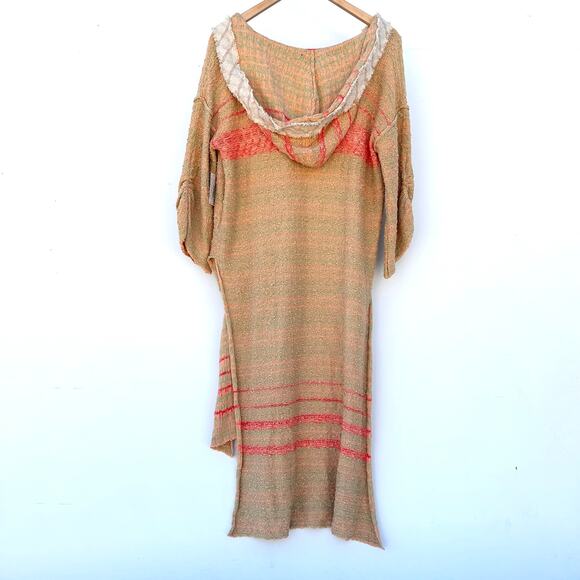 New Free People Berkeley Tunic Hooded Crochet Knit Cover-Up Sweater Small - Picture 7 of 13
